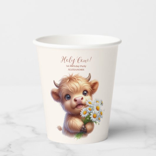 ボホーホーホーホーチカウハイランドカウファースト誕生日 紙コップ (正面)