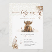 ボホーホーホーホーホーホワイハイランドカウベイビーシャワー招待状 招待状 (正面/裏面)