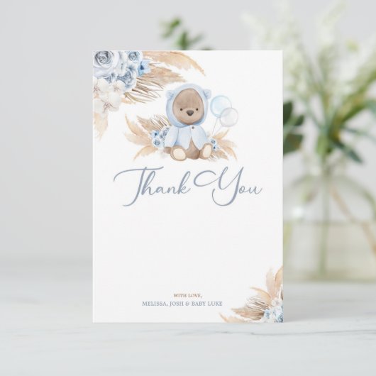 ボホーボーイテディベアありがとうフラットカード サンキューカード (スタンド正面)