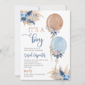 ボホーボーイバルーンベビーシャワー招待状 招待状 (正面)