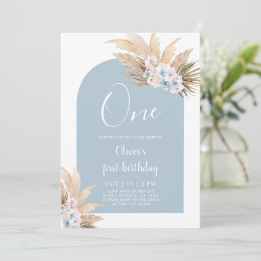 ボホーボーイ1歳の誕生日パーティーの招待 招待状 (スタンド正面)