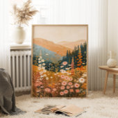 ボホーマウンテンデイジーワイルドフラワーランドスケープ18x24インチ ポスター