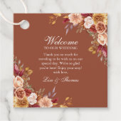 ボホーモダンバーンオレンジテラコッタフローラ結婚ズ フェイバータグ (正面)