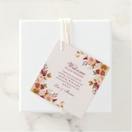 ボホーモダンバーンオレンジテラコッタフローラ結婚ズ フェイバータグ