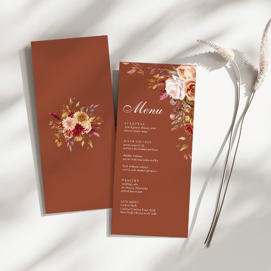 ボホーモダンバーンオレンジテラコッタフローラ結婚ズ メニュー