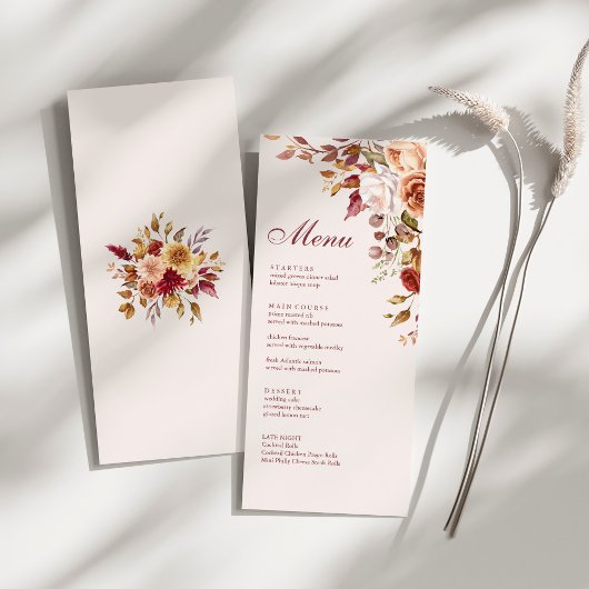 ボホーモダンバーンオレンジテラコッタフローラ結婚ズ メニュー