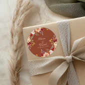 ボホーモダンバーンオレンジテラコッタフローラ結婚ズ ラウンドシール