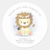 ボホーライオントライバルウォーターカラーボヘミアンベビーシャワー ラウンドシール (正面)