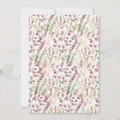 ボホーリトルワイルドフラワーパープルラベンダー赤ちゃんシャワー 招待状 (裏面)