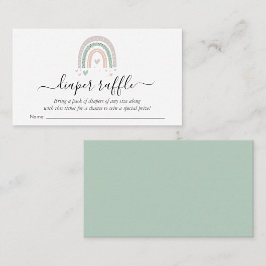 ボホーレインボーおむつラッフルセージ赤ちゃんシャワー エンクロージャーカード (正面/裏面)