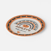 ボホーレインボーこうもりオレンジハロウィンベイビーシャワー ペーパープレート (アングル)