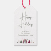 ボホーレインボーとハートハッピーホリデーズファミリー ギフトタグ (正面)