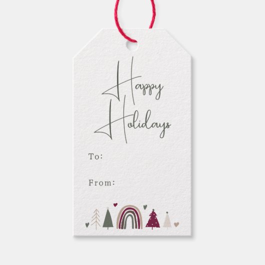 ボホーレインボーとハートハッピーホリデーto and from ギフトタグ (正面)
