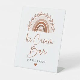 ボホーレインボーアイスクリームバーサインイ自然ントーン 台座サイン