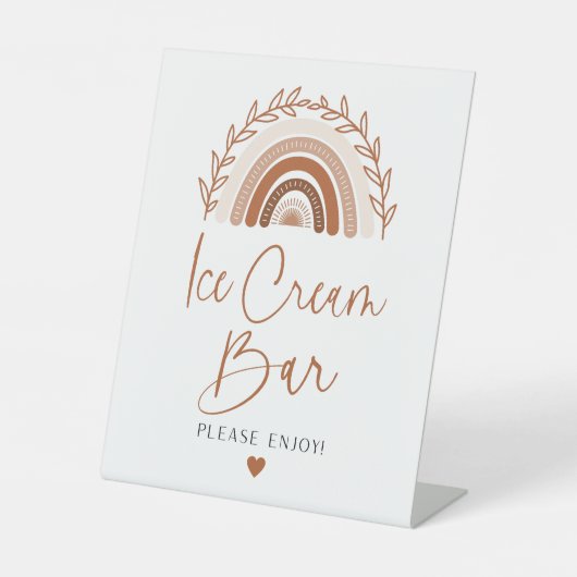 ボホーレインボーアイスクリームバーサインイ自然ントーン 台座サイン (正面)