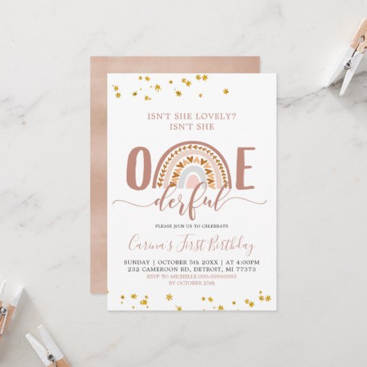 ボホーレインボーイズシェアオンダーフル招待状 招待状 (正面/裏面インサイチュ)