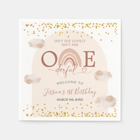 ボホーレインボーイズシェアオンダーフル誕生日紙 スタンダードカクテルナプキン (正面)