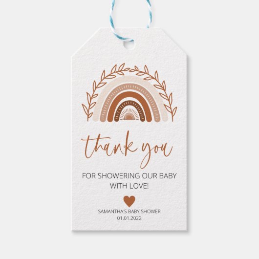 ボホーレインボーイビリーズラベル自然、ベビーシャワーラベル ギフトタグ (正面)