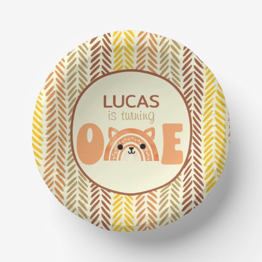 ボホーレインボーウッドランドキツネファースト誕生日 ペーパーボウル (正面)