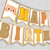 ボホーレインボーウッドランドキツネレトロハッピーバースデー バンティングフラッグ