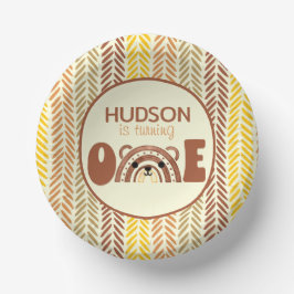 ボホーレインボーウッドランドベアファースト誕生日 ペーパーボウル