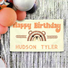 ボホーレインボーウッドランドベアーバースデーパーティーへようこそ 横断幕