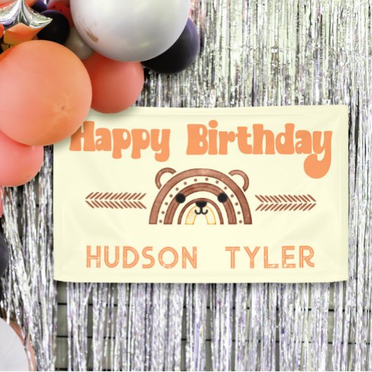 ボホーレインボーウッドランドベアーバースデーパーティーへようこそ 横断幕