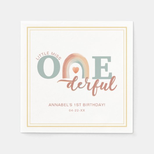 ボホーレインボーオネダーフル誕生日ナプキンズ – ウォータコール スタンダードカクテルナプキン (正面)