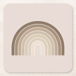 ボホーレインボーオリーブアーストーン スクエアペーパーコースター<br><div class="desc">レインボー – Boho Rainbow -抽象芸術アーチ – Olive Earth Tones.</div>