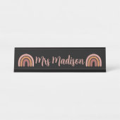 ボホーレインボーカワイイパーソナライズされた先生 デスクネームプレート (正面)