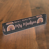 ボホーレインボーカワイイパーソナライズされた先生 デスクネームプレート (側面)