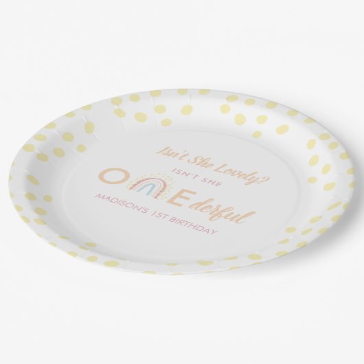 ボホーレインボーガールオンエドフル誕生日紙プレート ペーパープレート (アングル)