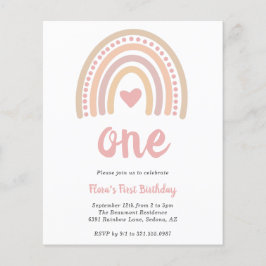 ボホーレインボーガールバジェットファースト誕生日招待状