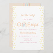 ボホーレインボーガールラブリーオネダーフル誕生日 招待状 (正面/裏面)