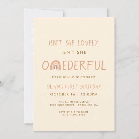 ボホーレインボーガールラブリーファーストオンダーフル誕生日 招待状 (正面)