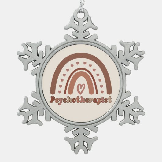 ボホーレインボーサイコセラピストセラピスト スノーフレークピューターオーナメント (正面)