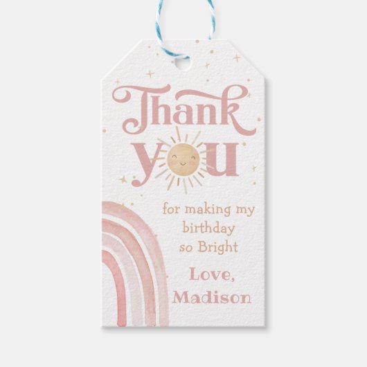 ボホーレインボーサンシャイン誕生日サンキューギフトラベル ギフトタグ (正面)