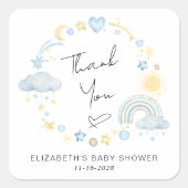 ボホーレインボーサン男の赤ちゃんシャワーサンサンサンサンキュー スクエアシール (正面)