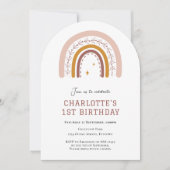 ボホーレインボーシンプル1歳の誕生日の招待状 招待状 (正面)