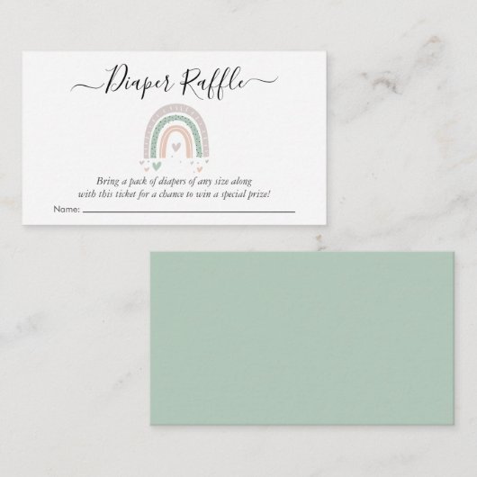 ボホーレインボーセージおむつラッフルシャワー エンクロージャーカード (正面/裏面)