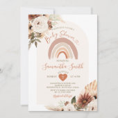 ボホーレインボーテラコタホワイトフローラベビーシャワー 招待状 (正面)