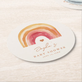 ボホーレインボーテラコッタベビーシャワー ラウンドペーパーコースター