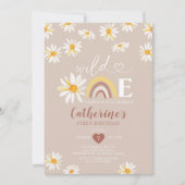 ボホーレインボーデイジーフラワーズワイルドワン誕生日 招待状 (正面)