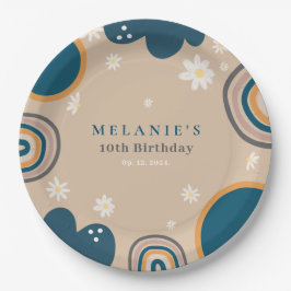 ボホーレインボーデイジーベージュ誕生日 ペーパープレート