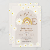 ボホーレインボーデイジーワイルドワン誕生日招待状 招待状 (正面/裏面)