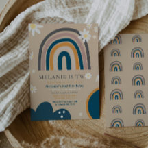 ボホーレインボーデイジー第2バースデー招待状