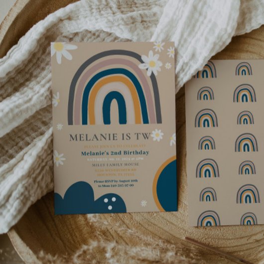ボホーレインボーデイジー第2バースデー招待状 招待状