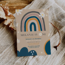 ボホーレインボーデイジー1st第1の誕生日招待状