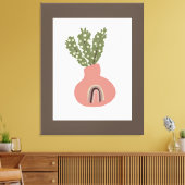 ボホーレインボーナチュラルテラコッタポット植物愛好家 キャンバスプリント (インサイチュ (リビング))