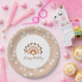 ボホーレインボーハッピーバースデープレート ペーパープレート (パーティー)